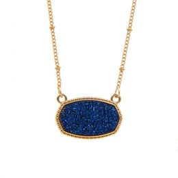 T GG Pendant Necklaces Resin Oval Druzy Necklace Gold Colour Chain Drusy Hexagon Style Luxury Designer Brand Fashion Jewellery For WomenPendant