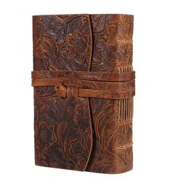 Retro Genuine Cow Leather Journal Book 400P Blank Paper Sketchbook Hand Made Band Notebook With Handmade Binding Rope for Gift 220401