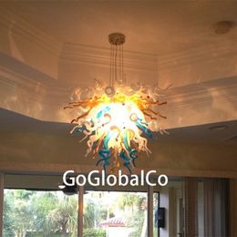 Art Deco Lamp Coloured Light Fixture High Hanging Hand Blown Glass Chandelier for Bar LED Home Living Room Lights 28 by 20 Inches
