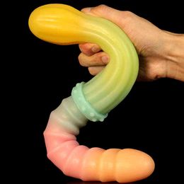 Nxy Anal Toys Double Ended Dildo for Men Sex Lesbian Realistic Dildos Products Female Masturbator Sexy Woman Gay 220420