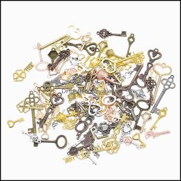 Charms Jewellery Findings Components Wholesale Vintage Mticolor Mixed Small Keys Alloy Metal Pendants For Diy Handmade Bracelet Accessories