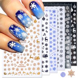 snow flakes UK - 2pcs Christmas Nail Stickers Decals Snow Flakes Xmas Wraps Snowman Winter Nail Art Decorations Manicure Tools Sliders F281-284