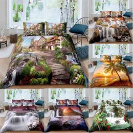 Landscape Waterfall 3d Bedding Set 2/3pcs Duvet Cover Sets Pillowcase Soft Bedspreads Single Double Queen King Size