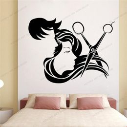 Wall Stickers Hair Salon Window Decal Sticker Stylist Tools Shop Beauty Towelsnail Equipment Yw106