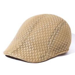 Women Net Berets 2022 Spring Summer Street Newsboy Caps Men Quick-Drying Casual Solid Thin Mesh Breathable Sun Hat Painter Cap