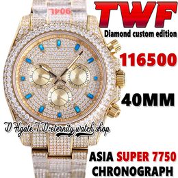 2022 TWF V3 cf116503 ETA 7750 SA7750 Chronograph Automatic Mens Watch jh116595 Diamond inlay Dial 904L Stainless Iced Out Diamonds Gold Bracelet eternity Watches