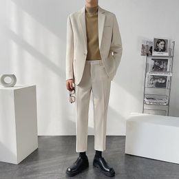 Men's Suits & Blazers Wedding Suit Business Casual Office Fashion Solid Colour Loose Korean Streetwear Jacket Pants