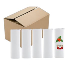 US STOCK 50pcs/carton Blank Mug 20oz 15oz Sublimation Straight Tumbler Cup Stainless Steel the Same Width from Up and Down