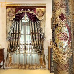Curtain & Drapes Gold Leather Hollow Luxury High-end European Curtains Embroidered Shading Custom For Living Dining Room BedroomCurtain