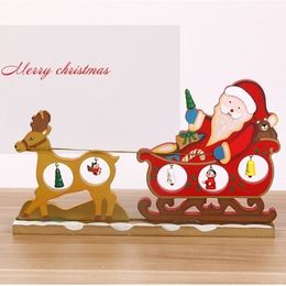 Happy Year Santa Sleigh Ride Delicacy Crafts Christmas Ornaments 1 Pcs Quality Wooden Christmas Decorations For Home 201027