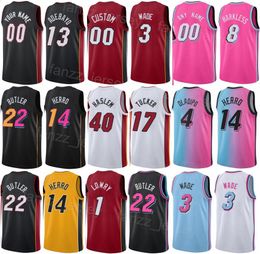 Draught Pick Screen Printed Nikola Jovic Basketball Jersey Kyle Lowry 7 Jimmy Butler 22 Dwyane Wade 3 Tyler Herro 14 Bam Adebayo 13 Duncan Robinson 55 Custom Name Number