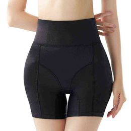 High Waist Crotch Panties Womane Base Fake Ass Lifting Hip Boxer Fixed Sponge Pad Shaping Shorts Invisible Shapewear Y220411