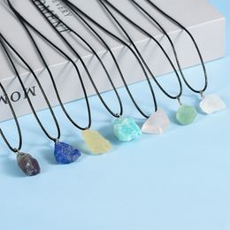 Natural Raw Stone Necklaces For Women Girl Geometric Crystal Pendant Rose Quartz Fluorite Citrines Balance Exquisite Jewellery