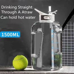 1500ml Outdoor Large Capacity Water Bottle Straw Sports Bottles Drinking Hiking Camping Plastic Bottle YS0023