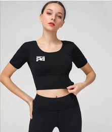 Nutrition Bra Back Short Sleeve T-shirt Women's Yoga Suit Elastic Fitness Sports Coat Women's Fitness Suit