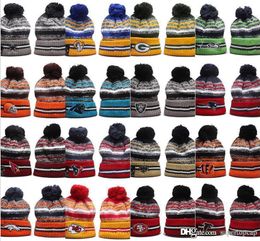 Top Quality 32 Teams Football Street Hip Hop Beanies with Funny Pom Classic Fashion Casual Winter Skullies Beanie Hat For Men and Women