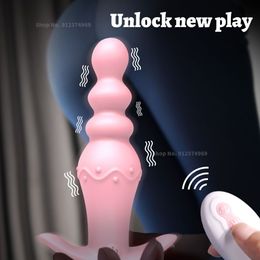 Anal Beads Butt Plug Vibrator Prostate Massage 10 Mode Remote Control Waterproof Anus Silicone Stimulator sexy Toys For Men Women