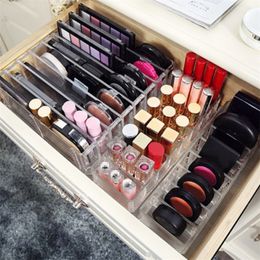 M 3 Size New Brush Lipstick Holder Makeup eye shadow Organiser Clear Acrylic Cosmetic Makeup Tools Storage Box Case C197 T200117