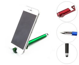 Capacitive Screen Metal Stylus Touch Pen 3 in 1 Multi-functionHigh Quality Long stylus pens with clip Phone holder Stand for iPad iPhone 13 12 11 5 6S 7 Samsung Tablet