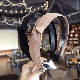 Pure Color Fabric Headband Fashion Hair Accessories Women Double Layer Fabric Side Knotted Cute Face Washing Fine Hair Hoop New