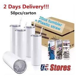 20oz Sublimation Tumblers Straight 304 Stainless Steel Vacuum Insulated Coffee Mugs 824