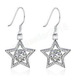 925 Sterling Silver AAA Zircon Star Dangle Earring Charm Fashion Wedding Engagement Party Gift Women Jewellery