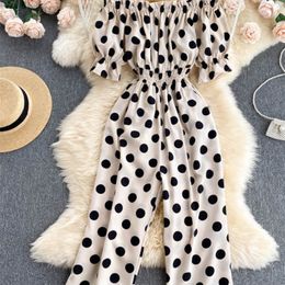 Summer Polka Dot Sexy Elegant Women's Jumpsuit Fashion Slim Long Wide-leg Pants Overalls Female One Pieces Beach Boho Romper 220714