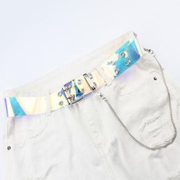 Belts Colourful Transparent Women Punk Chain Belt For Women's Jeans Dress Skinny Waist Pin Buckle Waistband Brand Designer Z30Belts