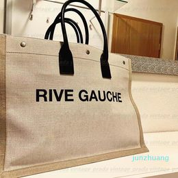 2022 shopping bag luxury designer Womens handbags Rive Gauche Tote handbag summer fashion linen Large Beach bags travel Cross body