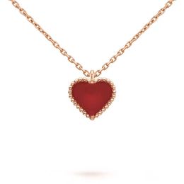 Herzhänger Halskette Designer Schmuck Liebes Halsketten vier Blattklee Sterling Silber Roségold rote herzförmige Halskette Geschenk für Frauen Hochzeit