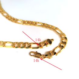 14-karatowy włoski łańcuszek Figaro Link Chain Naszyjnik 10 mm Solid Fine Gold Plated 21 "Męski lub damski