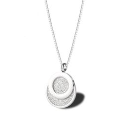 Pendant Necklaces Stainless Steel Silver Colour Geometric Round Frame Unique Necklace Creative Design Jewellery Accessories NecklacePendant