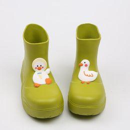 New Cute Duck Waterproof Women Rainboots Ultralight EVA Slip-on Thick Sole Ladies Rain Shoes Solid Girls Platform Ankle Boots