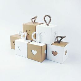 Gift Wrap 50pcs Love Heart Candy Box Sweet Container Favour And Boxes Kraft Paper For Baptism Birthday Party Wedding DecorationGift