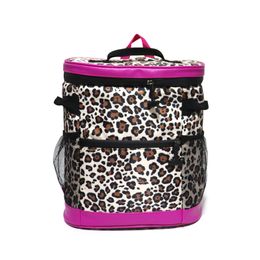 Leopard Cooler Backpack Nylon Outdoor Travel Picnic Insulated Bags 5pcs Lot US Warehouse Western Style Family Camping Accessories Carrier Case DOM1062003