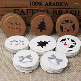 Christmas Decorations 100pcs/pack Cute Tree Small Tag Cowhide Gift Packaging Box Accessories Thank You White LabelChristmas