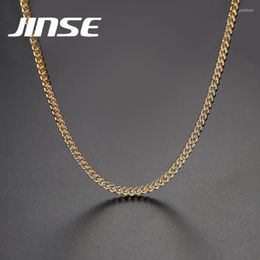 Chains Hip Hop Link Chain Curb Cuban Mens Necklace Silver Colour Copper Charm Necklaces For Men Davieslee Fashion Jewellery GiftChains Godl22