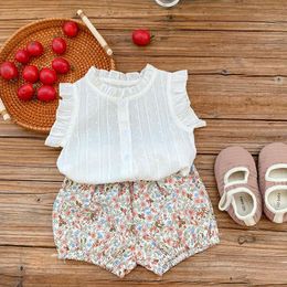 Clothing Sets 2022 Summer Baby Set Toddler Girls Floral Suit Ruffle Tee And Shorts 2 Pcs Clothes SetClothing