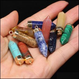 Arts And Crafts Arts Gifts Home Garden Natural Stone Chakra Charms Hexagon Shape Pendum Pendant Quartz Healing Reiki Cry Dhdm2