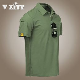 ZITY Mens Polo Shirt Short Sleeve Sports Golf Tennis T-Shirt Men Tee High Quality Brand Polos Tactical Military Lapel T Shirt 220623