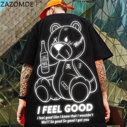 ZAZOMDE Men's tshirt Unisex Harajuku Cool Print Short Sleeve t shirt Male Streetwear Top Casual Bear T-shirts Oversized Men 220621