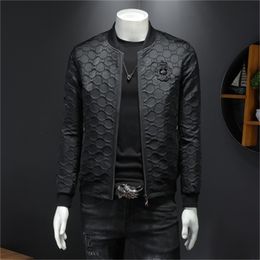 2024 new alphabet men's printed jacket Korean version slim top trend retro casual stand collar jacket baseball uniform S-4XL