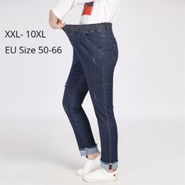 Плюс размер 10xl 8xl 6xl 4xl Женщины длинные карандашные брюки, дамы с высокой талией, джинсы, джинсы, джинсовые джинсы джинсы de mujer 210302