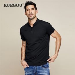 Men's Polos KUEGOU cotton Blended Men's polo shirt short sleeves Lapels slim bla 220823