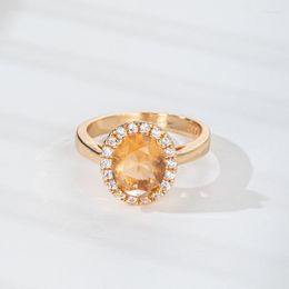 Wedding Rings Gorgeous 14KT Gold Plated Champagne Gemstone Cubic Zircon Ring Women CZ Surrounded Geometric Wholesale Jewellery Size 6-10 Wynn2