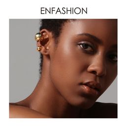 ENFASHION Punk Ball Ear Cuff Clip On Earrings For Women Gold Colour Rock Pea Earings Without Piercing Pendientes Mujer LJ200122
