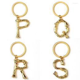 Keychains Letter Keychain English Alphabet Key Chain Holder Keyring Metal Bamboo Handbag Charm Initial Couple Gift Women Accessories Miri22