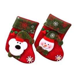 Cloth Art XMAS StockingSanta Snowman Elk Bear SockDecor For Christmas TreeChristmas Gift BagChristmas Tree Ornaments Y201020