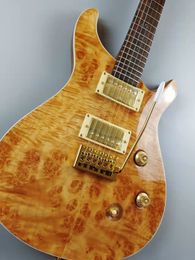 rocker electric guitar UK - PR S electric guitar, wood color, deadwood coat, golden accessories, double rocker, in stock