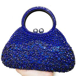 Evening Bags Luxury Arrival 14 Colours Blue Crystal Top-Handle Clutch Design Ladies Fashion Women Prom Clutches